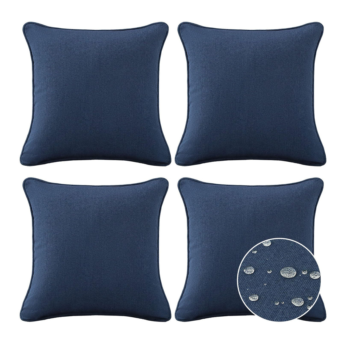 Sunbrella Decorative Outdoor Water Repellent Throw Pillows with Inserts, Set of 4, 18" x18" Pillows for Patio, Backyard, Bed, Couch, and Patio Furniture, Specrtum Pebble