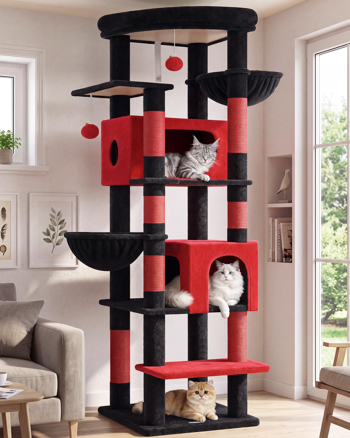 Globlazer 74in Heavy Duty Cat Tree Tower for Indoor Cats Large Adult, S74