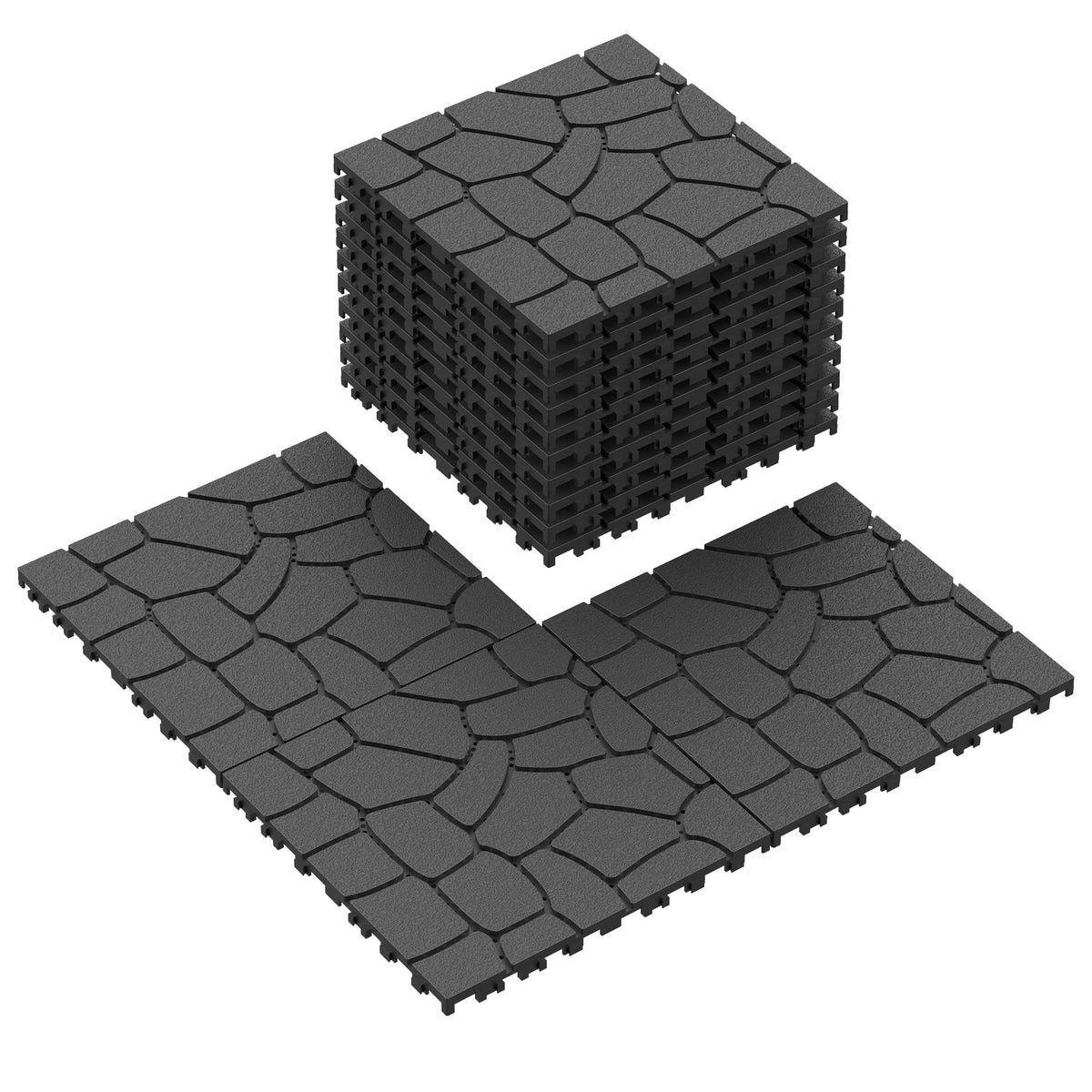 Plastic Interlocking Deck Tiles, 12"x12" Patio Flooring, 44 Packs Deck Tile Outdoor Waterproof All Weather, Flooring Tiles for Balcony, Backyard Pool decking Tiles, Easy Installation, Brown