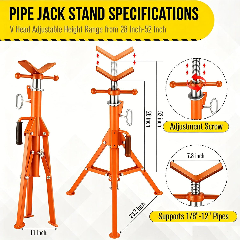 2PCS Pipe Jack Stand, 2500LB Carbon Steel Heavy Duty Pipe Stand,