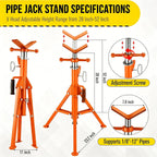 2PCS Pipe Jack Stand, 2500LB Carbon Steel Heavy Duty Pipe Stand,
