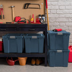IRIS USA 4-Pack 74 Qt Storage Bins with Gasket Lids, Navy