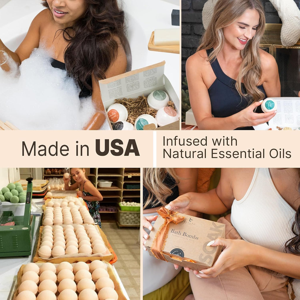 Bath Bombs Gift Set - USA Made with Organic & Natural Ingredients