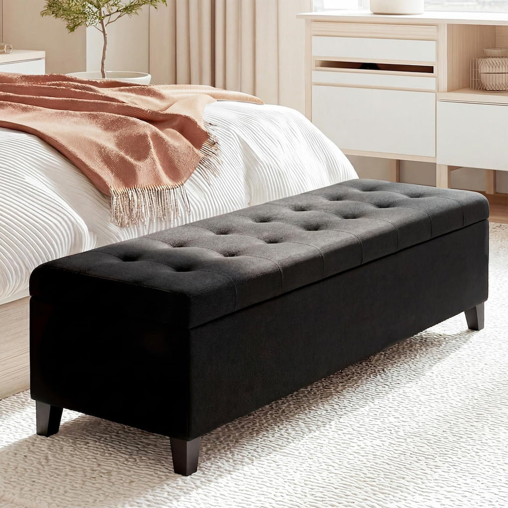 Joveco 51 Inch Storage Bench,Leather Tufted Storage Ottoman with Legs