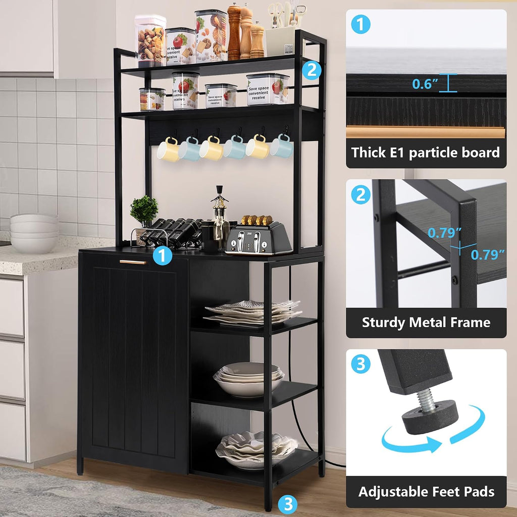6-Tiers Kitchen Bakers Rack, Microwave Stand Cabinet with Storage