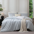 MooMee Queen Duvet Cover Set 100% Extra Long Staple Cotton Cooling Bedding