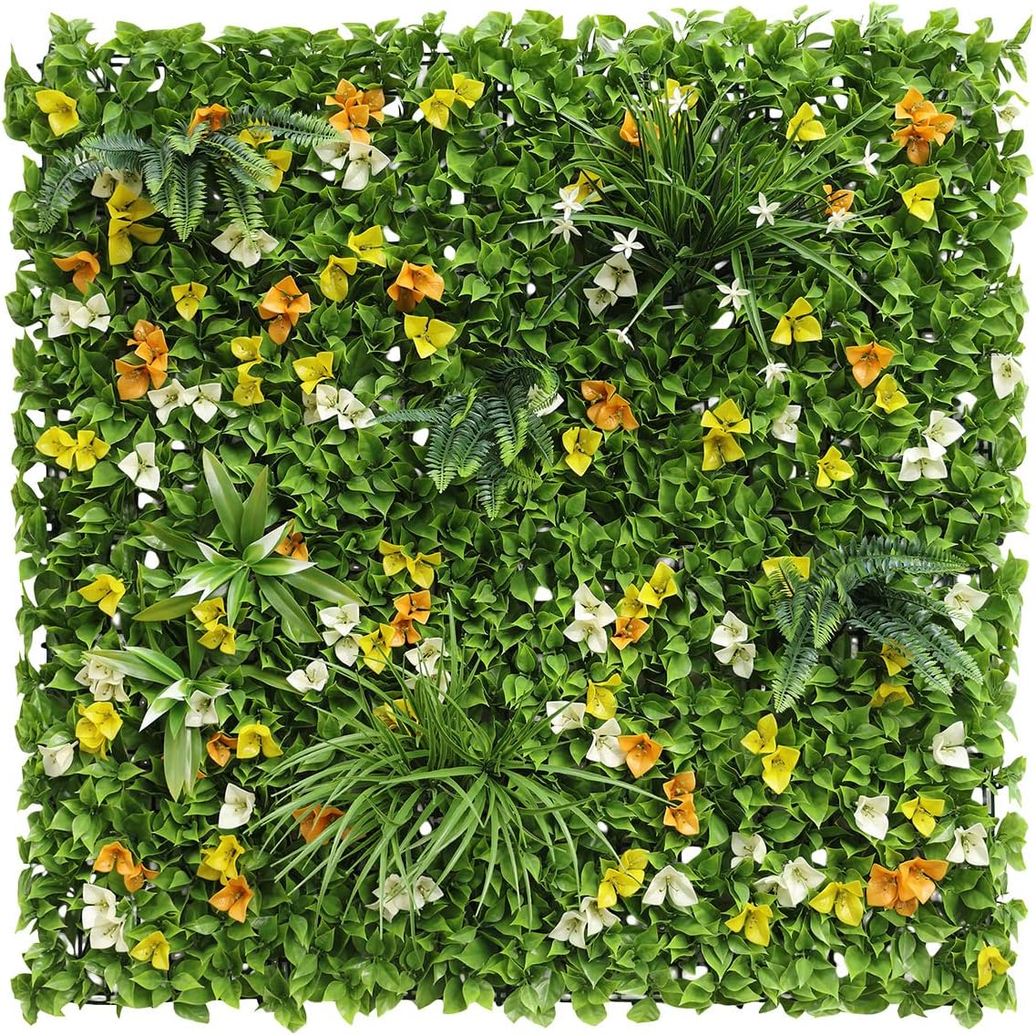 ECOOPTS 40"x40" Faux Ivy Privacy Fence Screen Artificial Boxwood Panels Topiary Hedge Plants for Indoor Outdoor Decoration, #6 Mixed Leave, 3 Packs