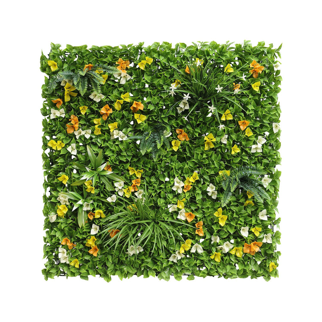 ECOOPTS 20"x20" Faux Ivy Privacy Fence Screen Artificial Boxwood Panels Topiary Hedge Plants for Indoor Outdoor Decoration, #16 Mixed Leaves, 15 Packs