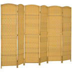HOMCOM 3 Panel Room Divider 6 Ft Privacy Screen Hand-Woven Washed Oak