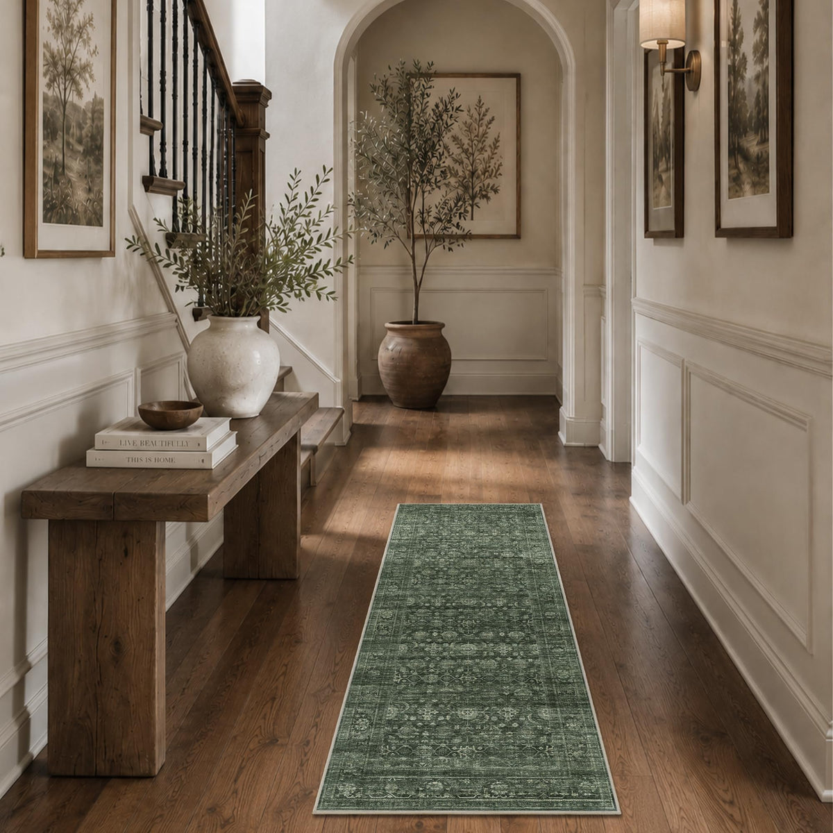 JOOJA 8x10 Dark Brown Vintage Soft Low Pile Non Slip Boho Washable Area Rug