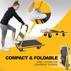 Wellmax Push Cart Dolly, Foldable Moving Platform Flat Cart, 330 lb, Yellow