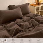 Duvet Cover Set Washed Cotton Embroidered Hem King 3‑Pcs