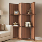 JOSTYLE Bamboo Room Divider, 6-Panel Folding Privacy Screen, 6 ft. Tall