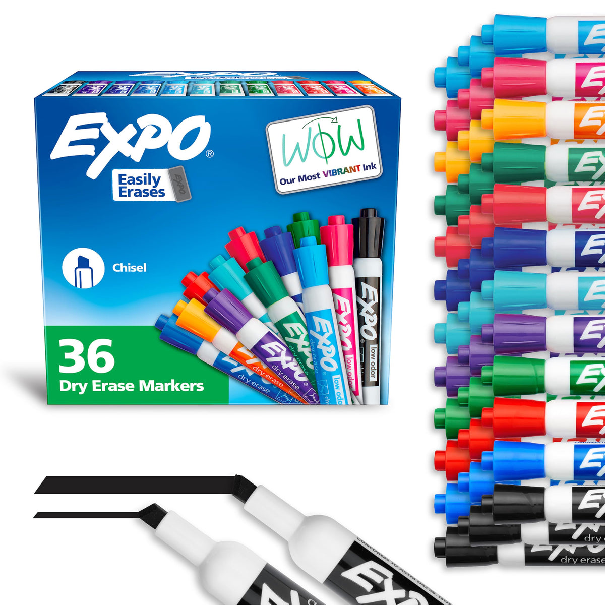 EXPO Dry Erase Markers, Chisel Tip, Assorted Fashion Colors | Low Odor | For Classroom, Office & Home | 36 Count, Pack of 6