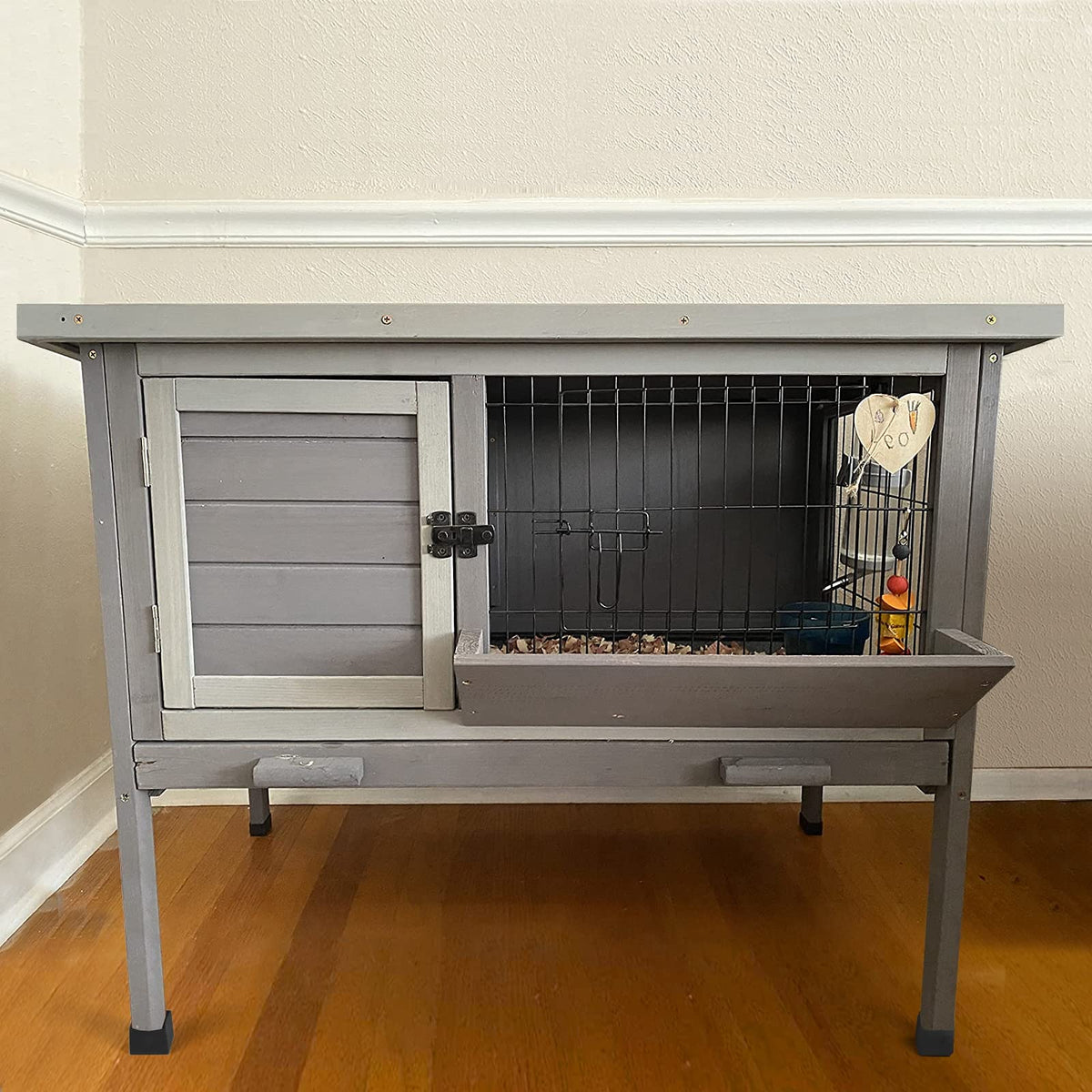GUTINNEEN Rabbit Hutch Indoor Outdoor Bunny Cage Upgrade Large Space for Rabbit,Guinea Pig,Bunny and Other Small Animals,On Wheels Move Easily.