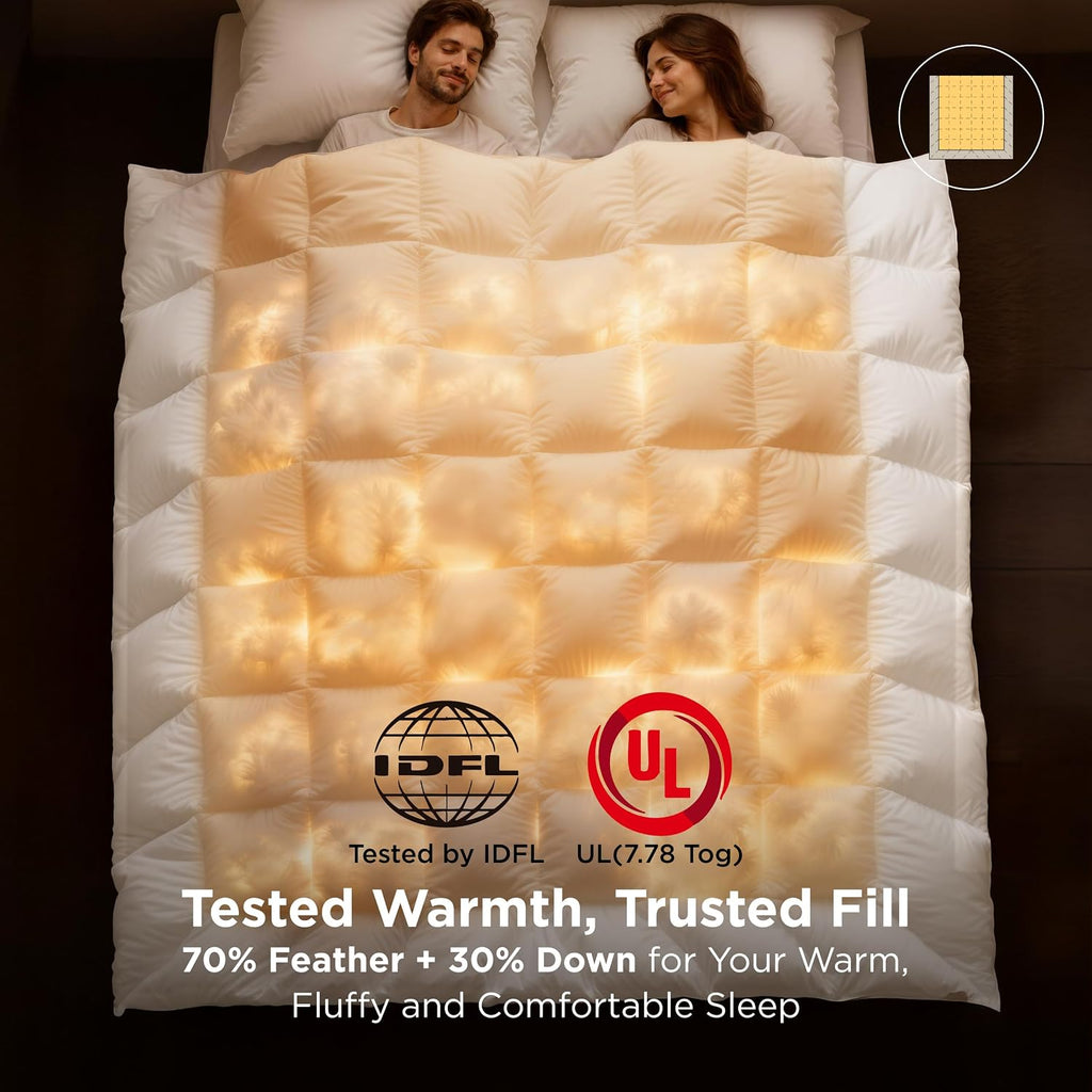 Bedsure PureWoven Feather Down Comforter King Size, All Season Duvet Insert