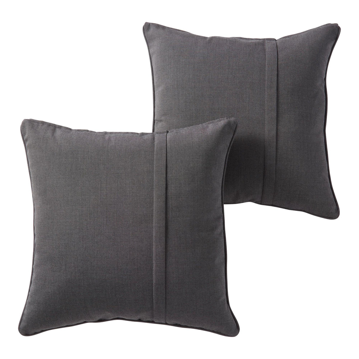 Sunbrella Outdoor Throw Pillows 20x20 Set of 2 – Corded Patio Accent Pillows with Pleated Design & Removable Zipper Covers – Weather & Fade Resistant Pillows for Patio Furniture, Cast Ash