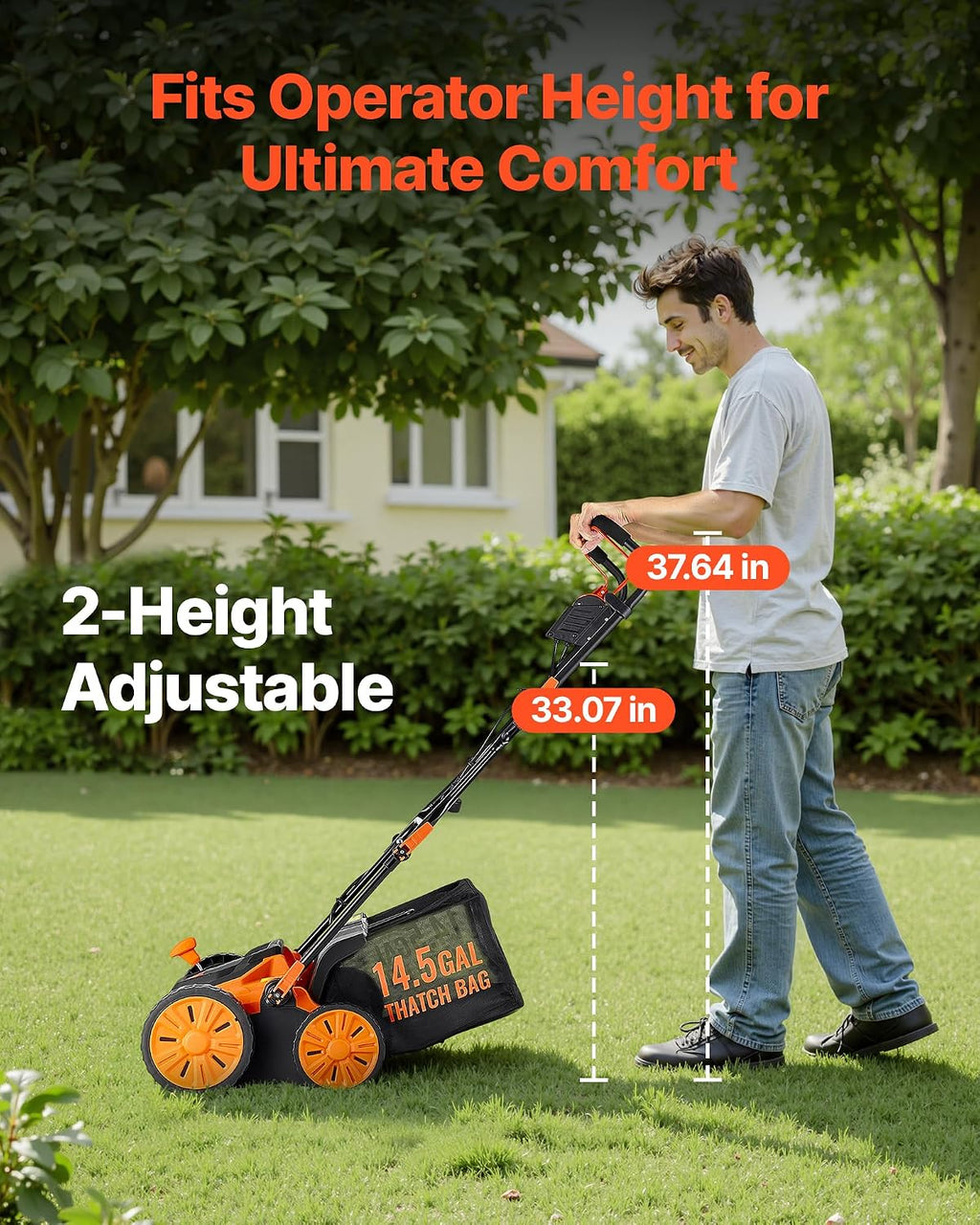 VEVOR 2-in-1 Electric Dethatcher and Scarifier, 16-Inch 15 Amp, Corded
