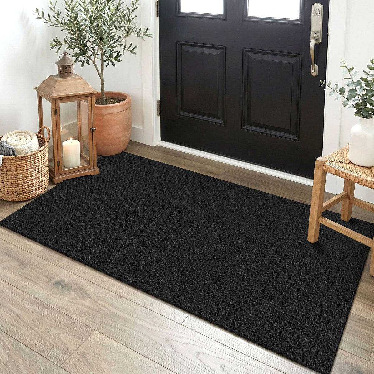 EARTHALL Woven Area Rugs 6x9 Ft Washable Living Room Rugs Non Slip Rubber Backed Dining Room Rug Braided Bedroom Rugs Indoor Floor Carpet for Living Room, Bedroom, Dining Room, Beige/Ivory