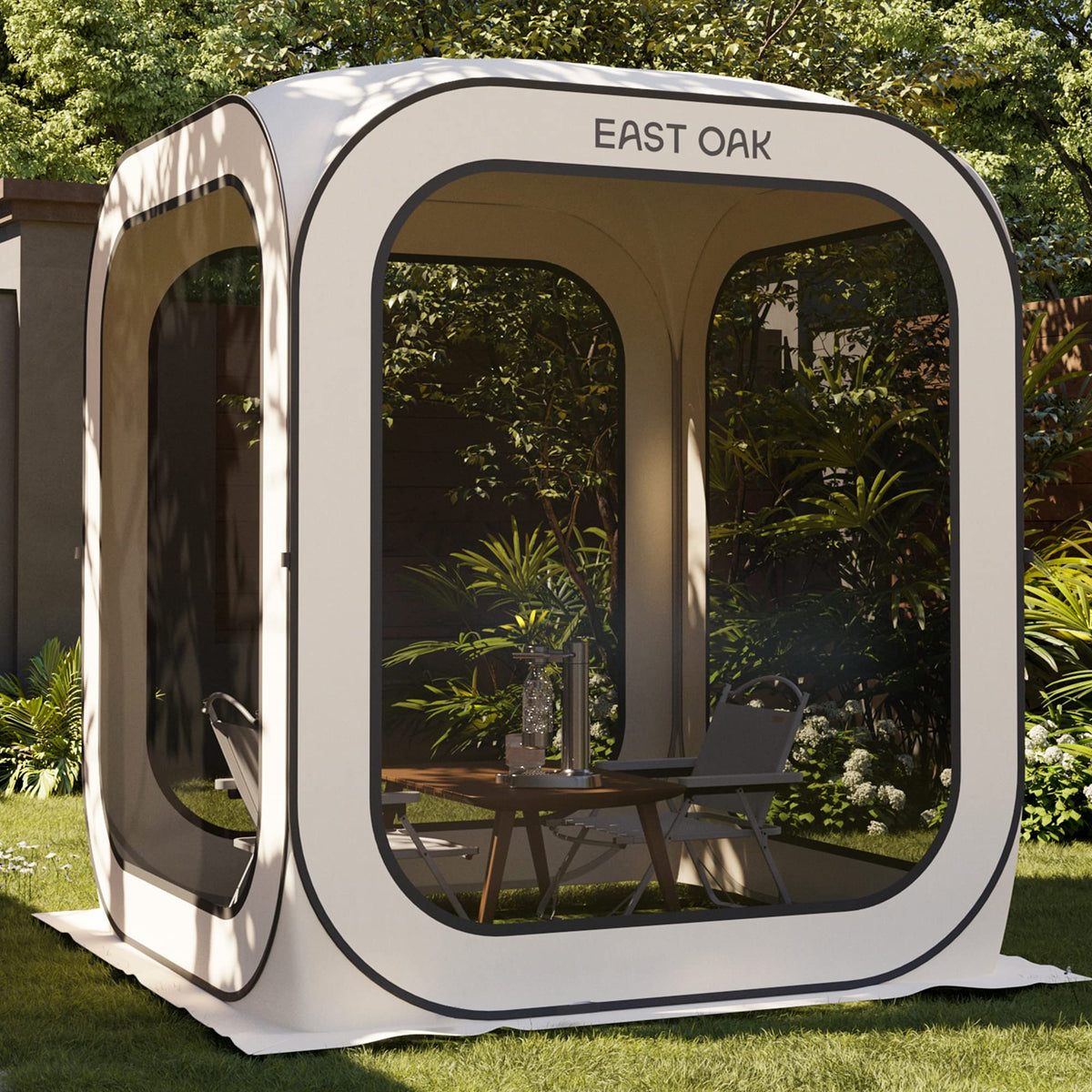 East Oak Pop up Screen Tent with Mosquito Netting, Portable Screen House Canopy Shelter, 10 x 10 FT Instant Screen Gazebo & UPF 50+ UV Protection for Patio, Backyard, Deck & Outdoor Activities, Beige