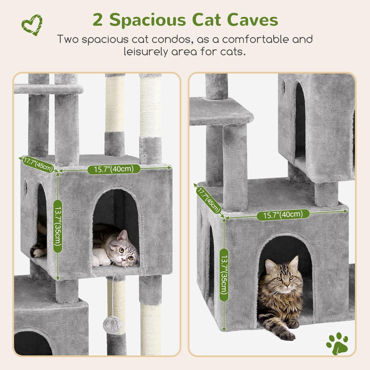 Globlazer Heavy Duty Cat Trees for Big Cats Maine Coon, F61, Light Grey