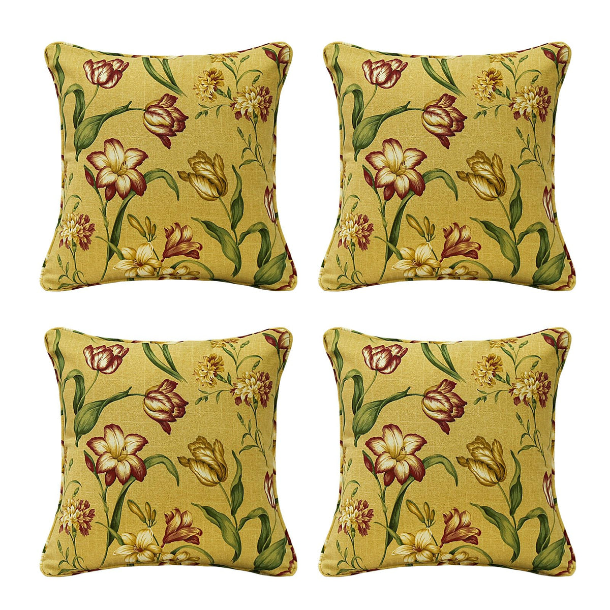 4 Pack Sunbrella Outdoor Water Repellent Throw Pillows 18x18 Inch with Insert, Decorative Square Patio Pillows for Home Garden Couch Balcony, Canvas Camel
