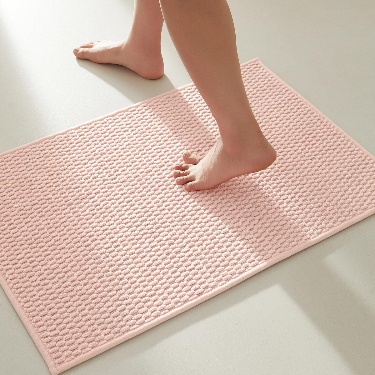 TYUU Bathroom Runner Rugs, Long Bath Mat Runner Washable Thin Quick Dry Low Pile Bathroom Runner Rugs Non Slip, Beige 24"x70"