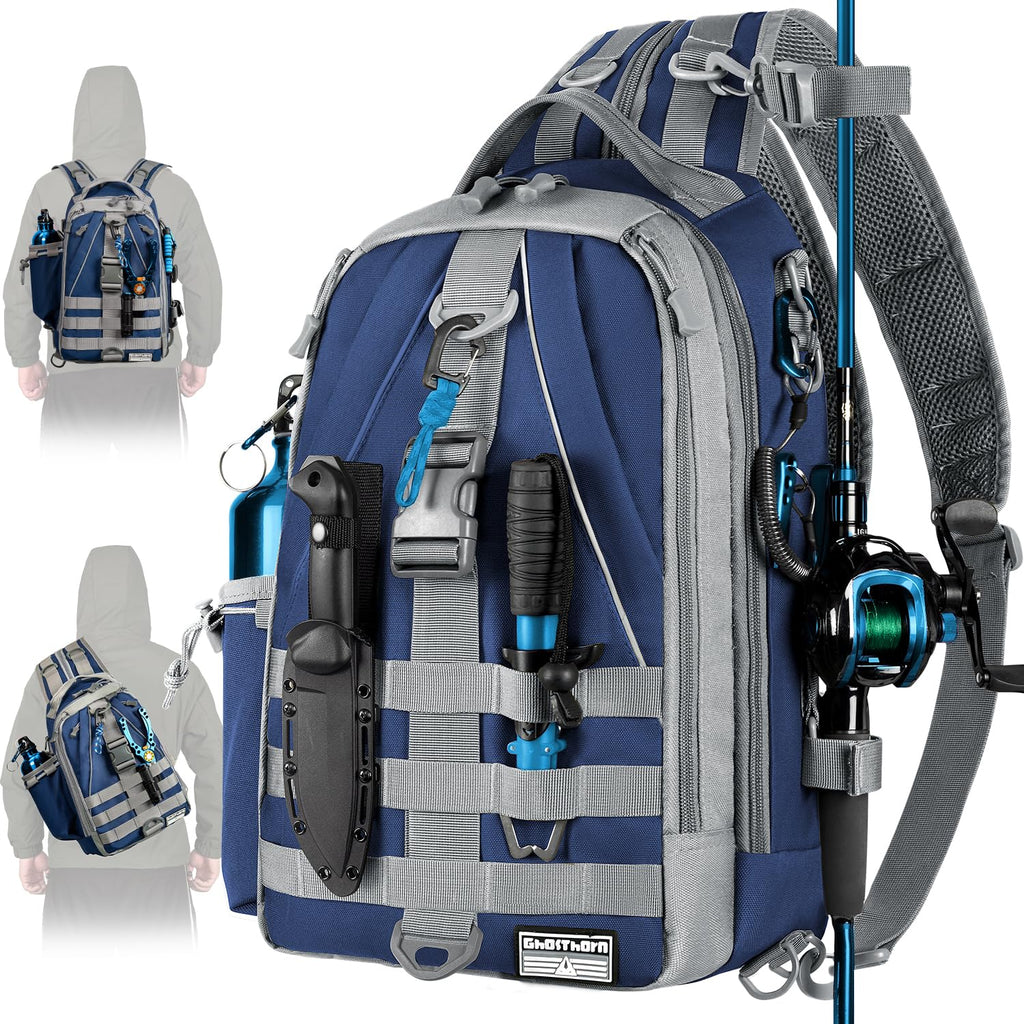 Ghosthorn Fishing Backpack with 3600 Tackle Box Fishing Gear Set Tackle Bag
