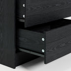 LIKIMIO Nightstand with Charging Station LED Light and 2 Drawers Black