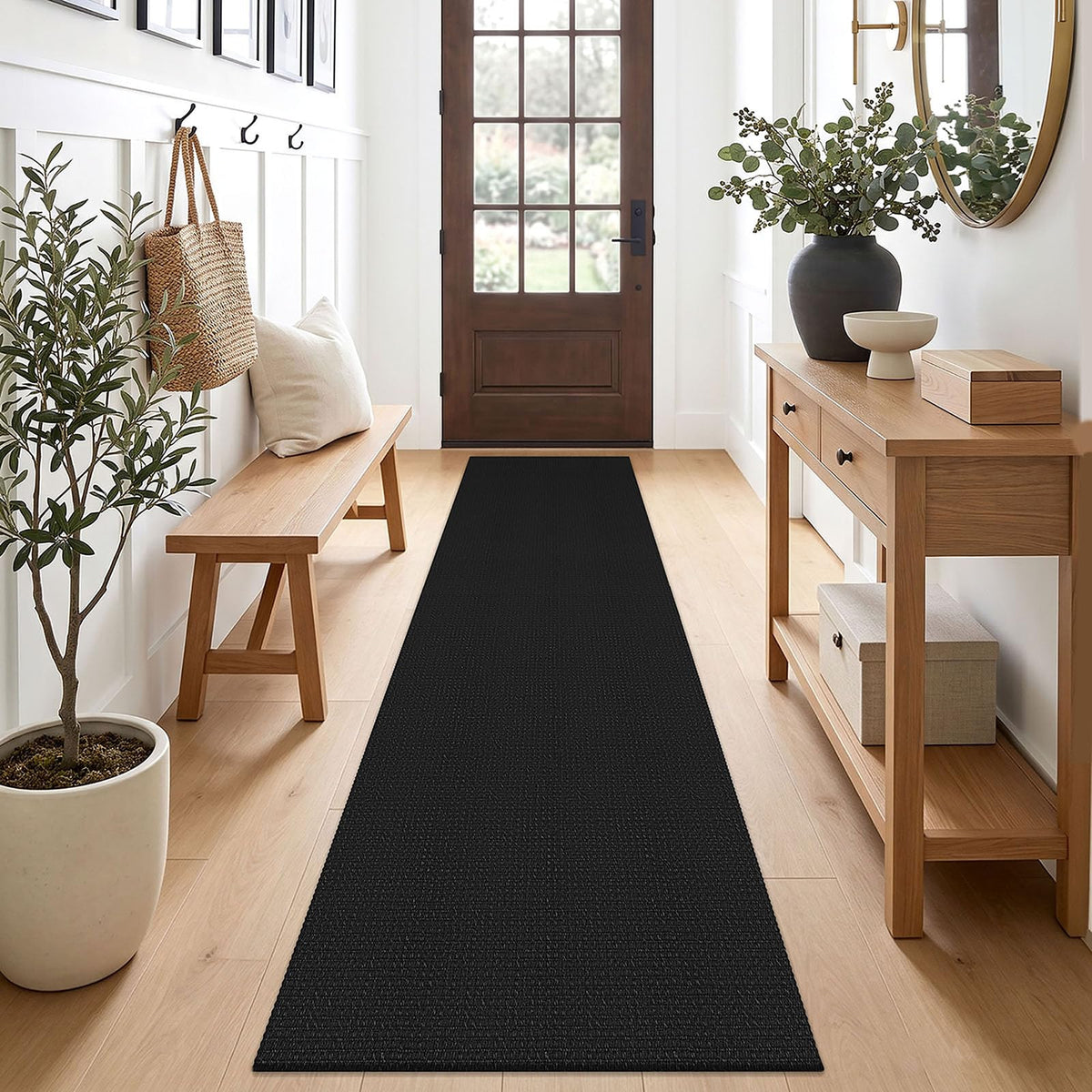EARTHALL Woven Area Rugs 6x9 Ft Washable Living Room Rugs Non Slip Rubber Backed Dining Room Rug Braided Bedroom Rugs Indoor Floor Carpet for Living Room, Bedroom, Dining Room, Beige/Ivory