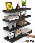 BAYKA Rustic Brown Floating Shelves 35.4in, Set of 2, Wall Mount Wood Shelf