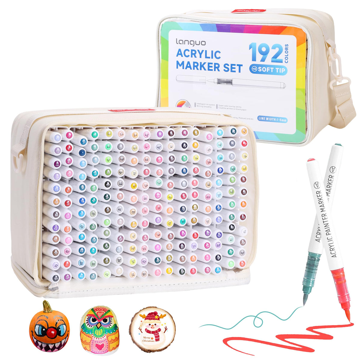 288 Colors Acrylic Paint Markers, Brush Tip Acrylic Paint Pens with Organizing Case, Multi Surface Brush Markers Set for Fabric, Glass, Wood, DIY Crafts