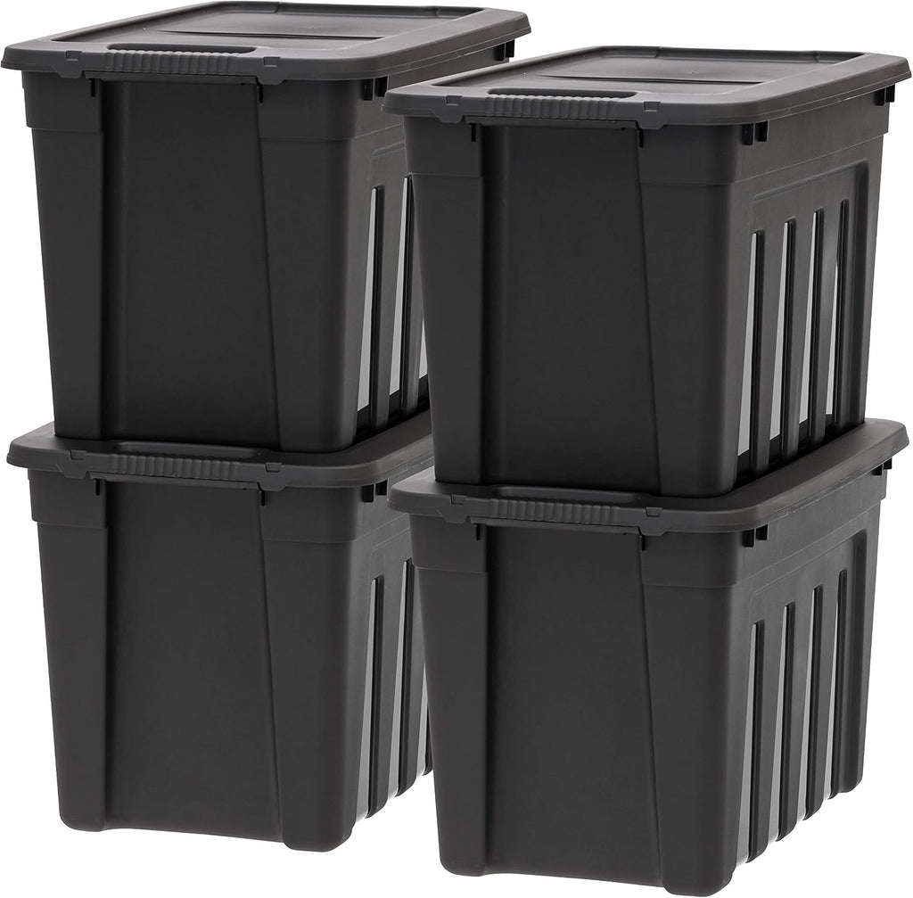 IRIS USA 4-Pack 20 Gal Heavy Duty Storage Totes with Lids, Black