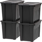 IRIS USA 4-Pack 20 Gal Heavy Duty Storage Totes with Lids, Black