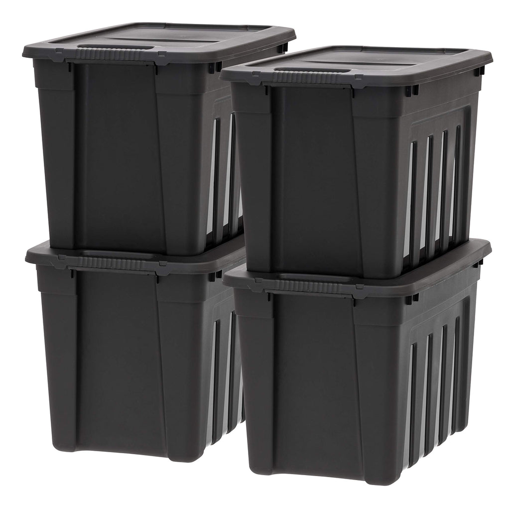 IRIS USA 4-Pack 20 Gal Heavy Duty Storage Totes with Lids, Black