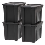 IRIS USA 4-Pack 20 Gal Heavy Duty Storage Totes with Lids, Black