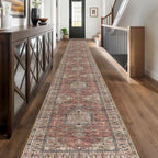KUTA Vintage Extra Long Runners for Hallways 2.6x18ft Washable Blue White