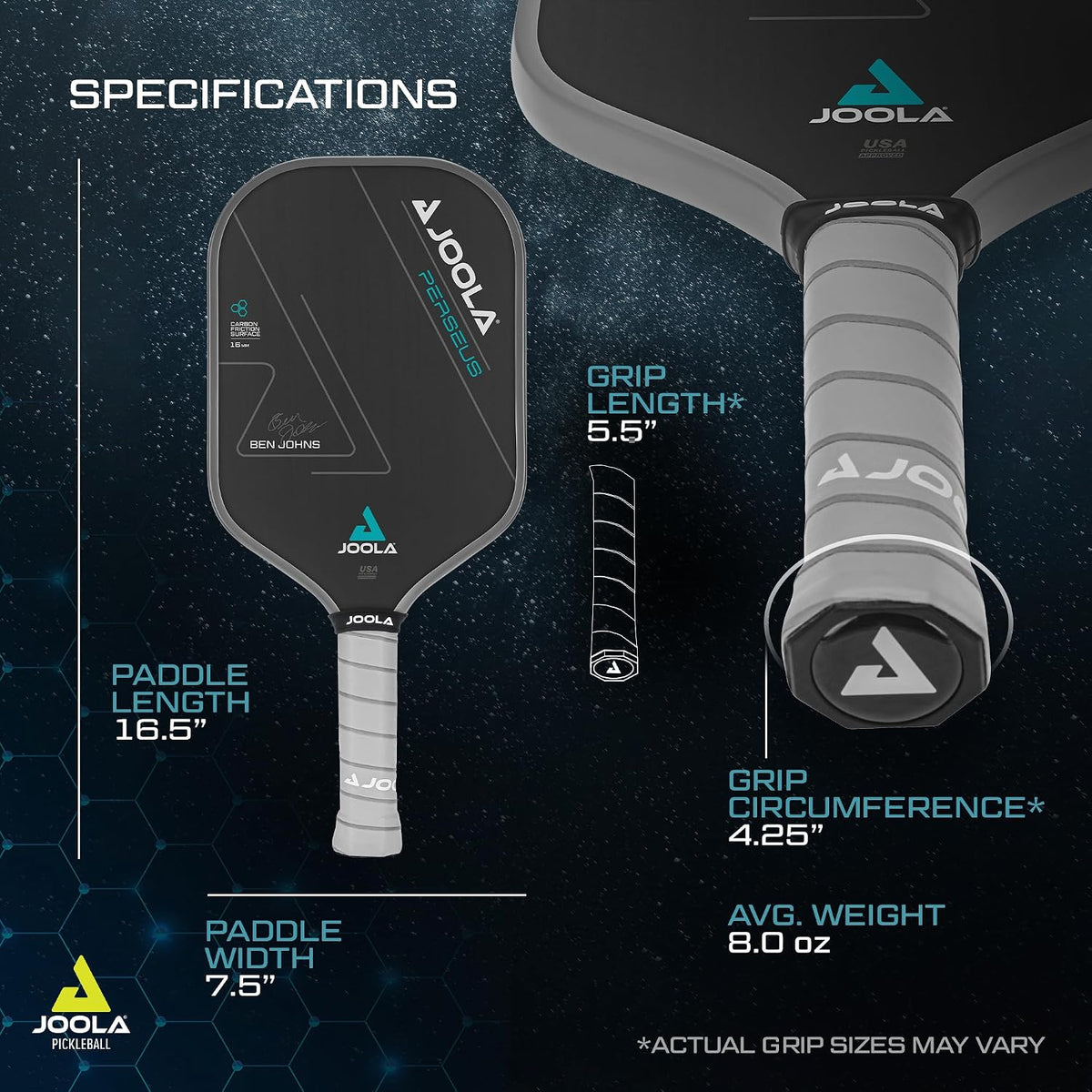 JOOLA Professional Pickleball Paddles – Charged Surface Technology for Power & Feel – Select Perseus or Hyperion Shape – Fully Encased Carbon Fiber – USAP Approved – Well Balanced w/Pop & Control