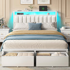 Furnulem Twin Bed Frames with Storage Drawers and Upholstered Headboard