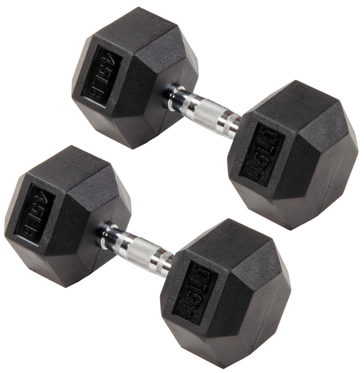 Signature Fitness Rubber Coated Hex Dumbbells Hand Weights for Exercises and Fitness Home Gym, 5-50 lbs, Pairs