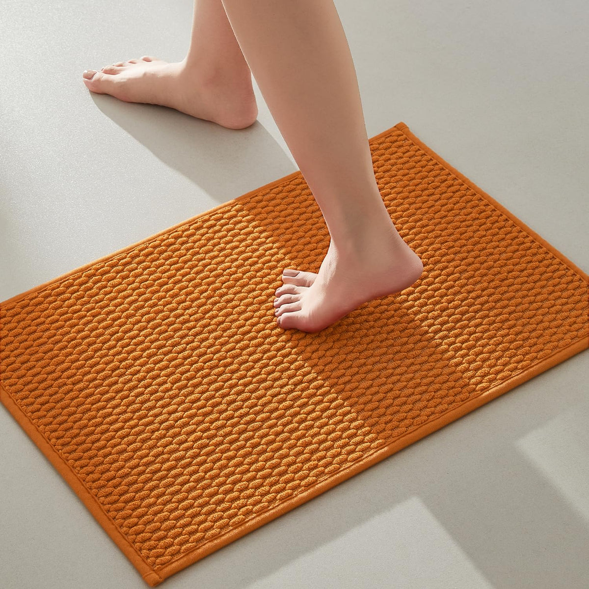 TYUU Bathroom Runner Rugs, Long Bath Mat Runner Washable Thin Quick Dry Low Pile Bathroom Runner Rugs Non Slip, Beige 24"x70"