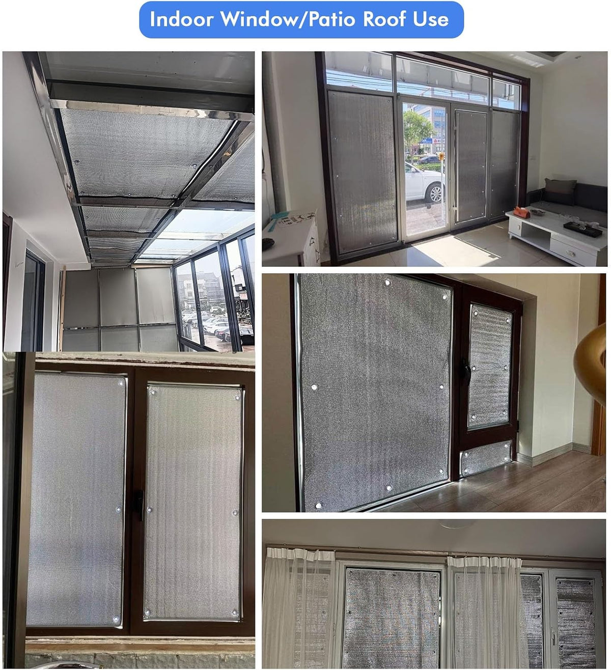 Cold Insulation Board Foam Panels to Keep Heat Out, Ceiling/ Wall/ Roof Insulation Roll Foam Film with Grey Edge & Suction Cups, 59'' x 95'' Silver Reflective Aluminum Foil Rv Windows