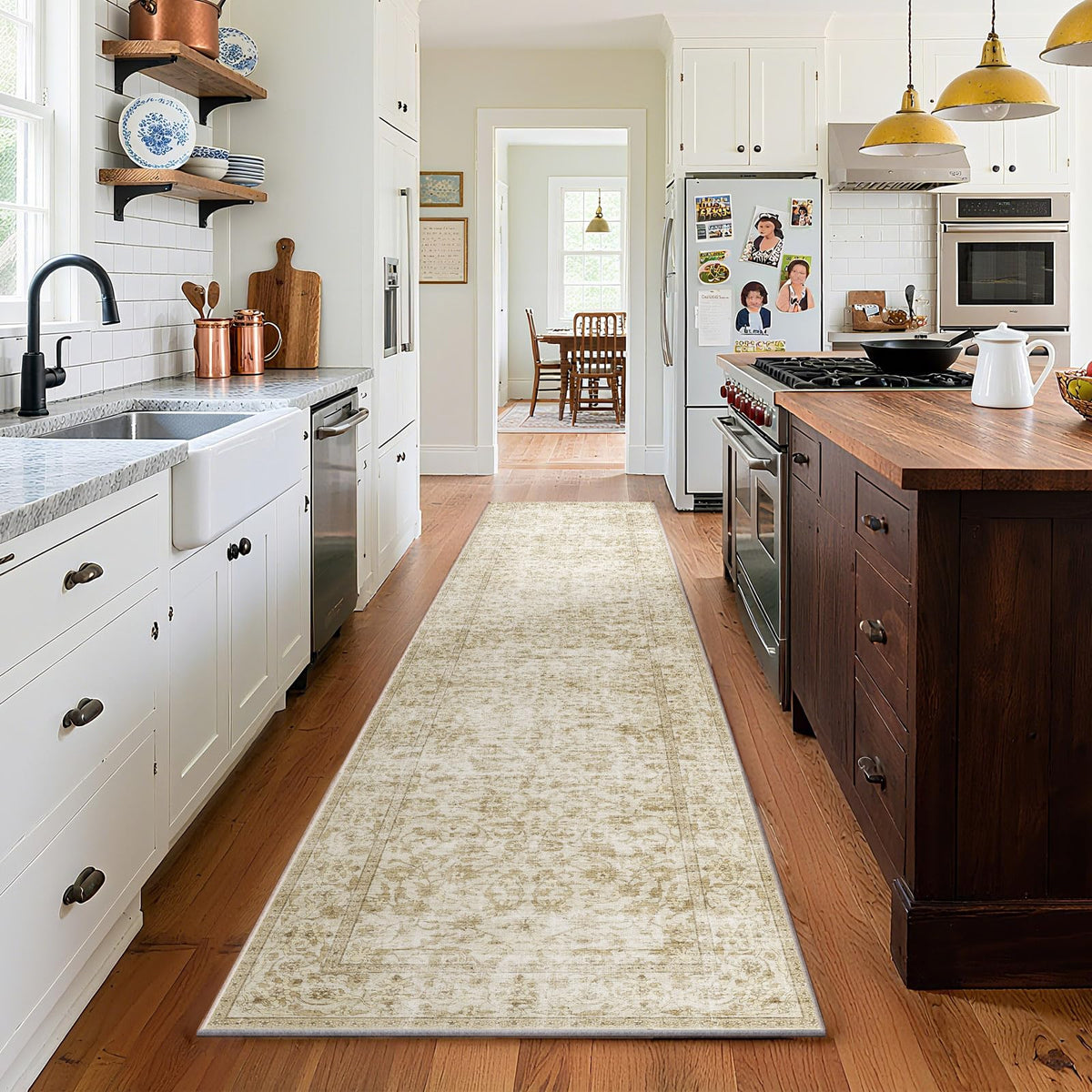 Washable Area Rugs for Living Room: 9x12 Bedroom Rug Boho Vintage Area Rug Stain Resistant Non Slip Low Pile Lightweight Soft Carpets for Dining Room Kitchen Nursery Kids Room Playroom Home Office
