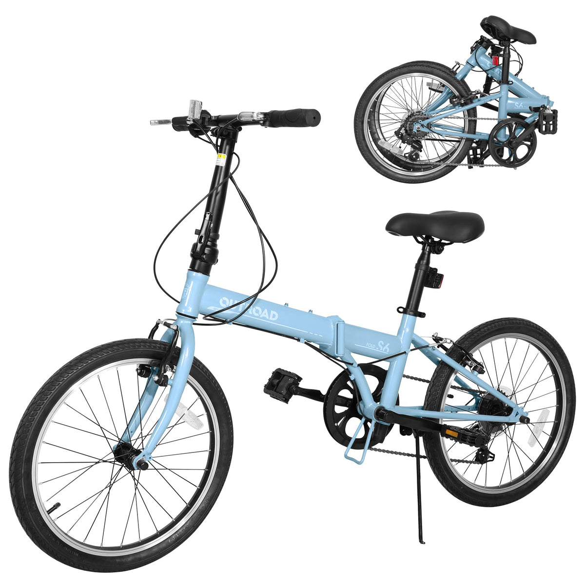 Superday 20 Inch Folding Bike, 7-Speed Lightweight Foldable Bike for City Commuting, Folding Bicycle with V Brake Adjustable Stem, Folding Bikes for Adults/Men/Women/Teenagers(Black/White/Blue/Pink)