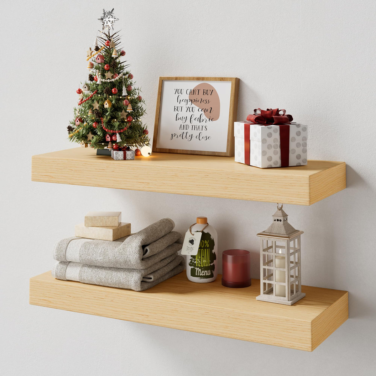 60 inch Long Walnut Floating Shelf for Wall, 8" D Fireplace Mantel