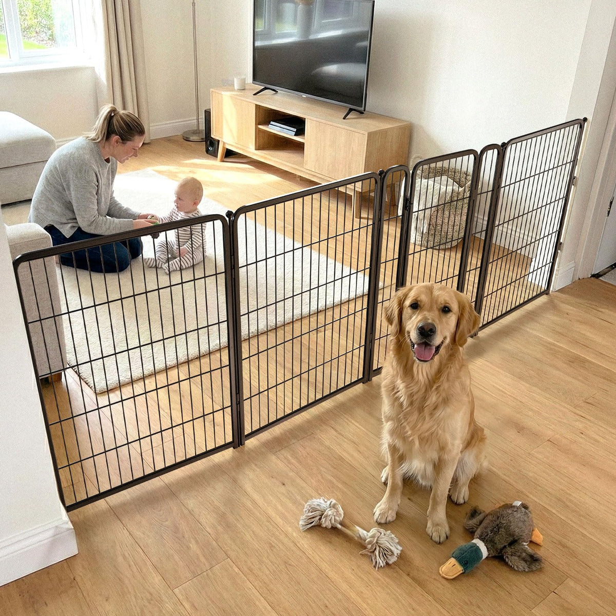 FXW Dog Gate, Extra Wide Adjustable for Openings Up to 165", 32" H