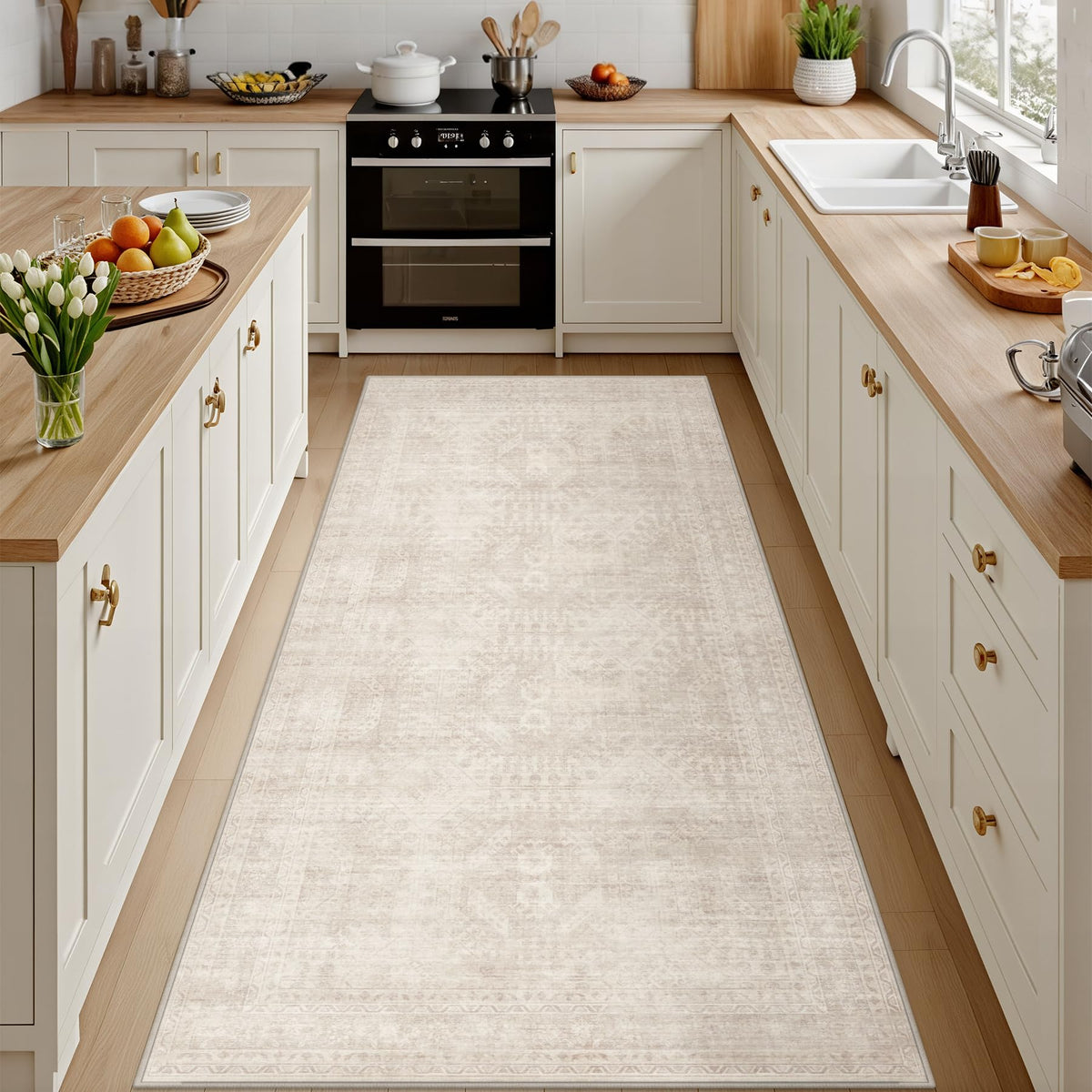 8x10 Area Rugs Living Room: Bedroom Washable Carpet Beige/Ivory