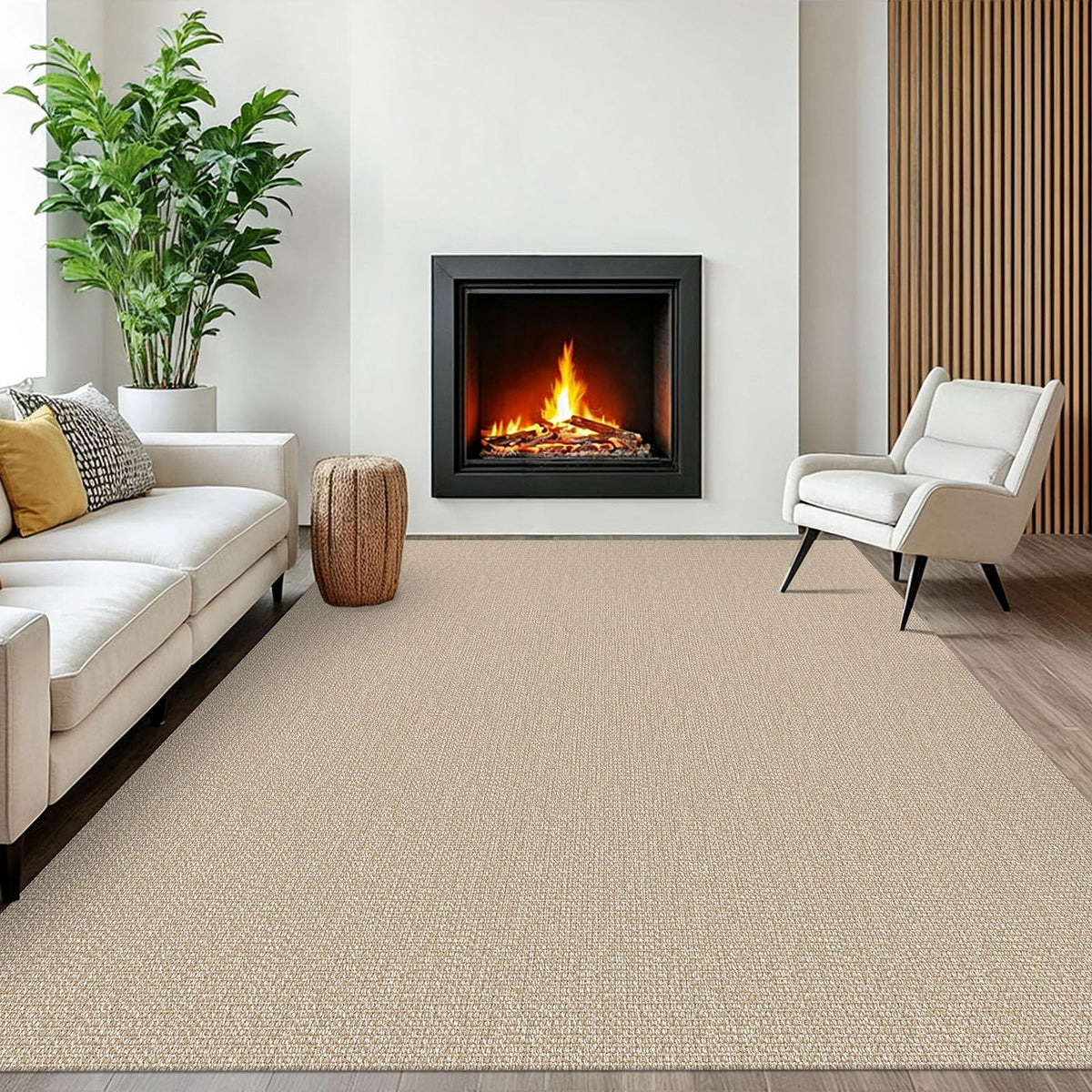 EARTHALL Washable Area Rug, Non Slip Living Room Rug, 5x7 Ft, Sand/Beige