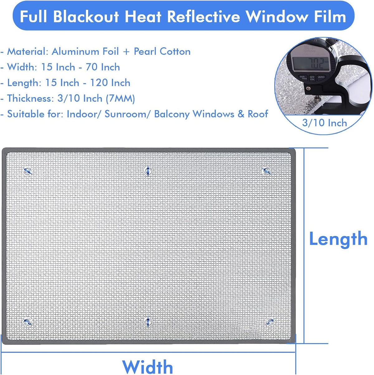 Aluminum Foil Uv Reflective Cooling Window Cling with Suckers, 21'' x 79'' Indoor Room Cooling Window Shades/Anti Sun Protection Film for Rv Camper Heat Blocking, Bubble Heat Shield Sheet