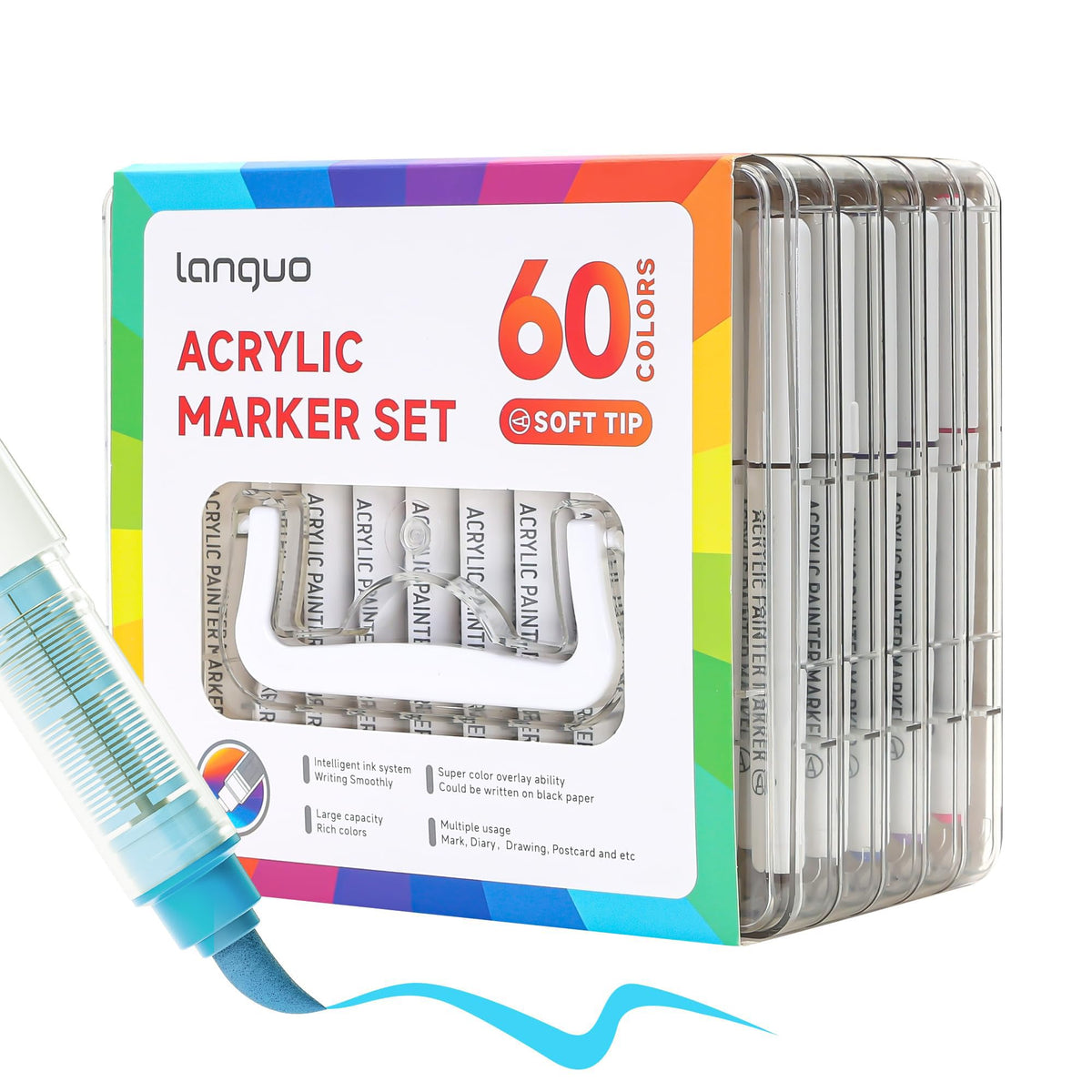 288 Colors Acrylic Paint Markers, Brush Tip Acrylic Paint Pens with Organizing Case, Multi Surface Brush Markers Set for Fabric, Glass, Wood, DIY Crafts